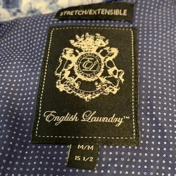 English Laundry  Dark BlueStretch Button Down, Size 15 1/2, medium - Picture 4 of 6